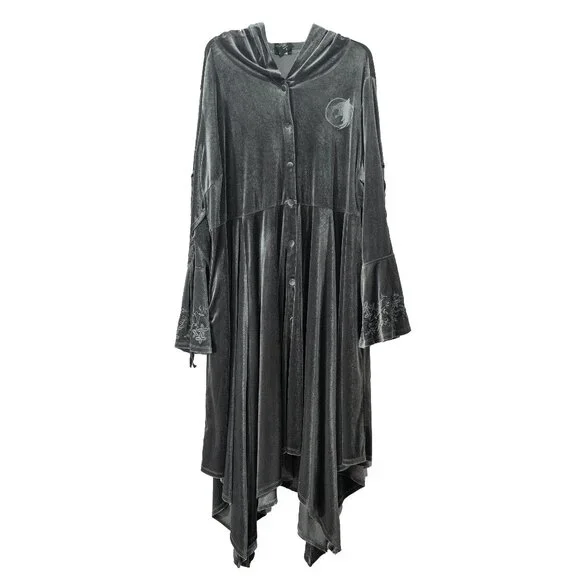 Her Universe Witcher Cloak Grey Velvet Hooded Cardigan Mystical Fairy Plus Size - Picture 4 of 15
